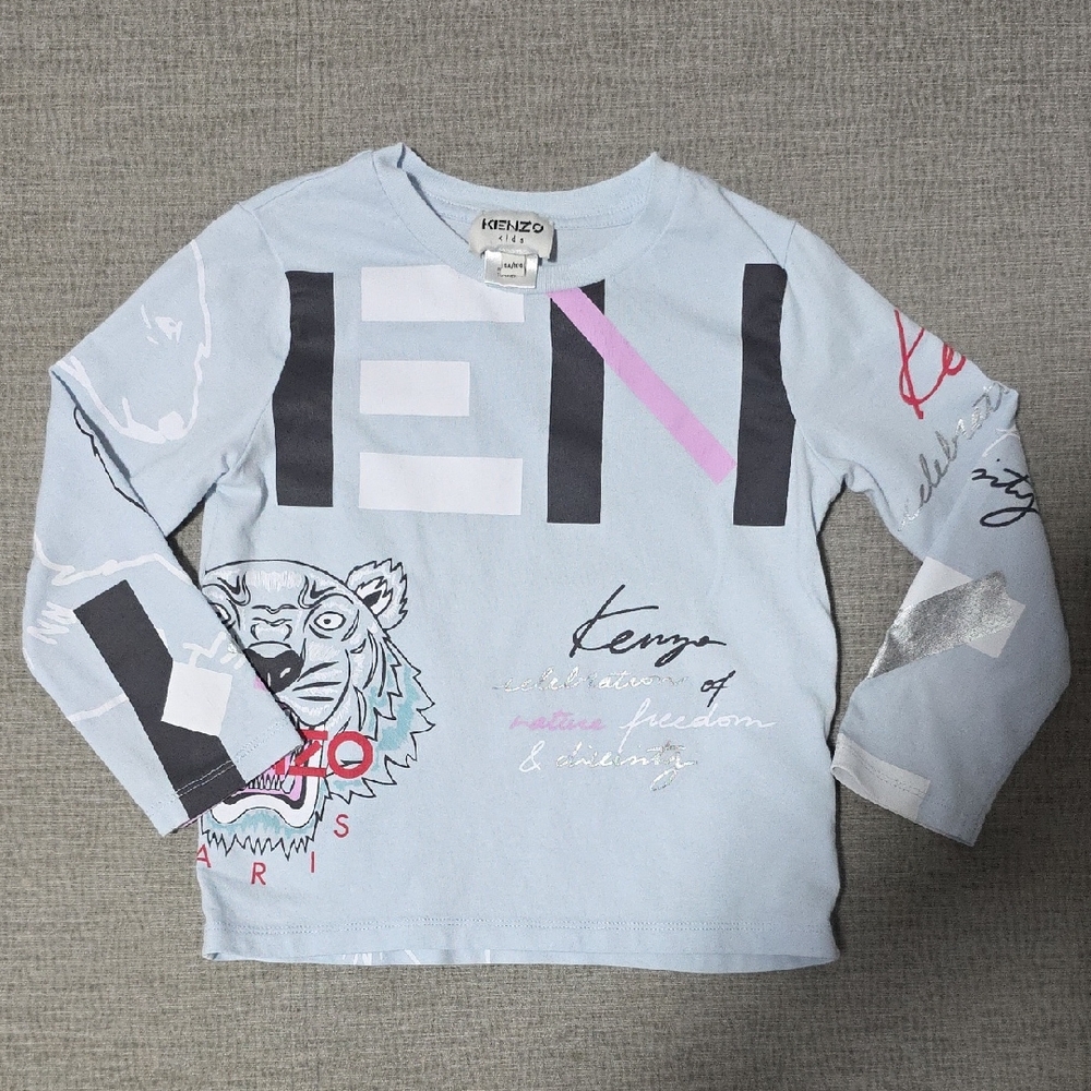 Kenzo Kids Light Blue Graphic Long Sleeve Tee